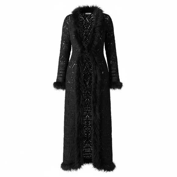Bebe Elegant Black Long Knitted Duster - Picture 11 of 11